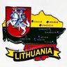Imã Lituânia com Mapa, Bandeira, Cidades e Símbolos - Imã de Geladeira - 1