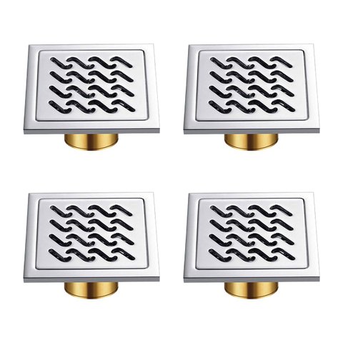Ralo Inox Kit 4 Uni Banheiro 10x10 Lavabo Anti Odor Anti Inseto Resistente Cozinha Lavanderia Quinta
