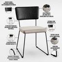 Ver imagem 6 de Mesa De Jantar Capri 160cm Off White Com 6 Cadeiras Allana B05 Couríssimo Preto Linho Cru - Lyam