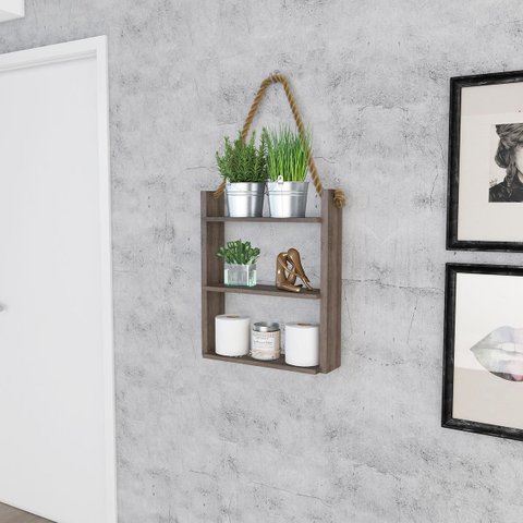 Nicho Prateleira Decorativo Corda 60 Cm Sala Quarto Escritório Banheiro Mdp Rústico - Clicklar