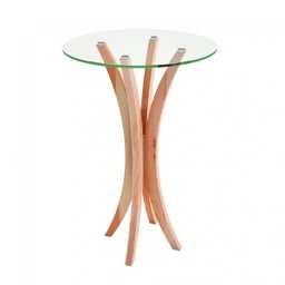 Mesa de Bar Alta Madeira Maciça com Tampo de Vidro Rima Madebal - 1 Mesa de Bar Alta Madeira Maciça com Tampo de Vidro Rima Madebal - 1