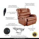 Ver imagem 4 de Poltrona do Papai Sala de Cinema Reclinável Kylie Controle Power Elétrico USB PU Caramelo Brilho G23