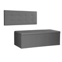 Ver imagem 1 de Kit Painel e Calçadeira Baú Queen 1,60m Berlim Suede Cinza - Pallazio