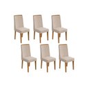 Ver imagem 1 de Cadeira Sala de Jantar Exclusive Kit 6 Un Rovere/Amêndoa/Linho Rinzai Bege - Lopas