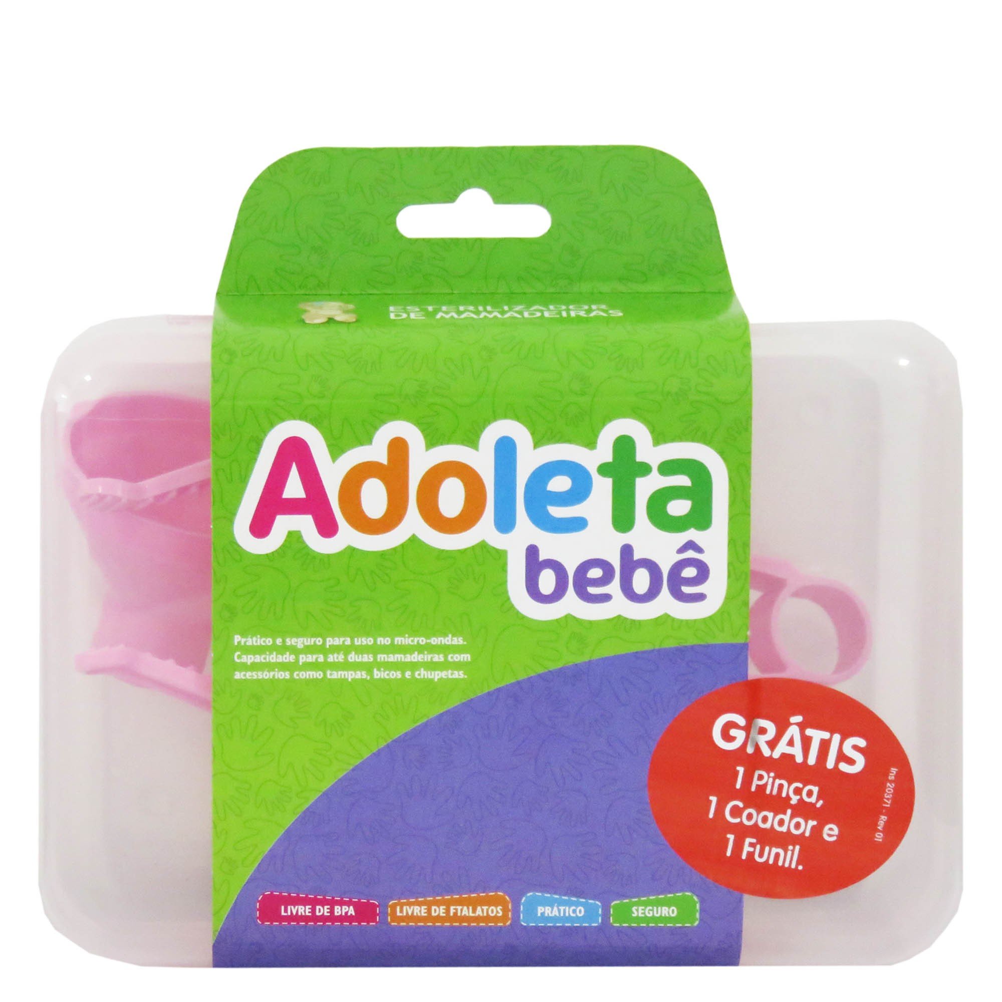 Kit Esterilizador de Mamadeiras Rosa Bebe Adoleta - 2