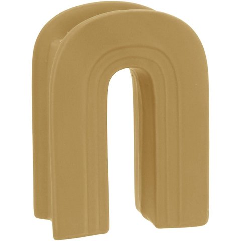 Vaso Opala Decorativo Cachepô Enfeite 18x13x7cm Cerâmica Amarelo