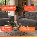 Ver imagem 5 de Conjunto de Sofá 2 e 3 Lugares Suede Cinza Londres Mamflex