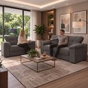 Ver mais imagens de Conjunto de Sofá 2 e 3 Lugares Suede Cinza Londres Mamflex