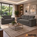 Ver imagem 2 de Conjunto de Sofá 2 e 3 Lugares Suede Cinza Londres Mamflex