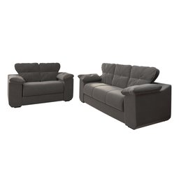 Conjunto de Sofá 2 e 3 Lugares Suede Cinza Londres Mamflex - 2