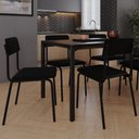 Ver imagem 2 de Kit 06 Cadeiras Estofada para Sala de Jantar Sense Preto C01 Linho Preto - Lyam Decor