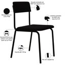 Ver imagem 4 de Kit 06 Cadeiras Estofada para Sala de Jantar Sense Preto C01 Linho Preto - Lyam Decor