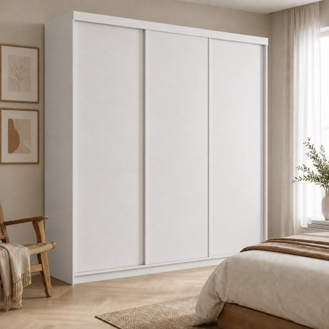 Guarda-Roupa Casal MDF BP 3 Portas 4 Gavetas Liege Branco