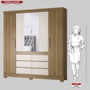 Ver imagem 4 de Guarda Roupa Casal 4 Portas com Espelho e 6 Gavetas Cádis - Amêndola Touch/off White