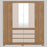 Guarda Roupa Casal 4 Portas com Espelho e 6 Gavetas Cádis - Amêndola Touch/off White - 9