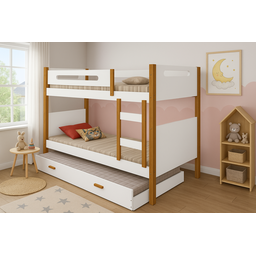 Beliche Heloísa com Auxiliar e Pés em Madeira – Ideal para Quarto Infantil ou Juvenil - 1