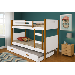 Beliche Heloísa com Auxiliar e Pés em Madeira – Ideal para Quarto Infantil ou Juvenil - 2