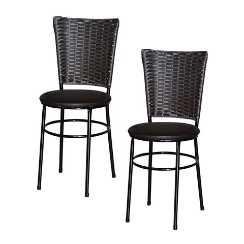 2 Cadeiras para Mesa Preta Hawai Marrom:marrom