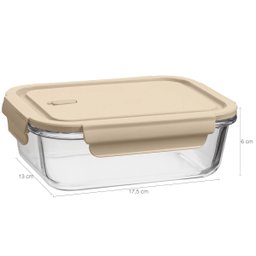 Kit 4 Potes de Vidro Borossilicato Retangulares Tampa Herméticos Capuccino Uz Marmitas - 5