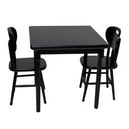 Conjunto de Mesa Jantar Madeira 80x80 Laminado com 2 Cadeiras Preto - 1