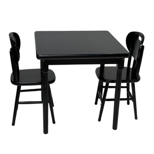 Conjunto de Mesa Jantar Madeira 80x80 Laminado com 2 Cadeiras Preto