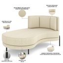Ver imagem 3 de Sofá Chaise Longue Sala de Estar Living Lucca Esquerdo D02 Linho Creme D-463 - Lyam Decor
