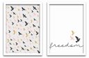 Ver imagem 1 de Conjunto Quadros Decorativos 2 Peças 40x60 Freedom Pássaros - Moldura Branca