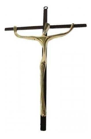Crucifixo Estilizado Em Bronze E Ferro 43 Cm Para Uso Em Parede Fé Jesus Cristo Sala - 1