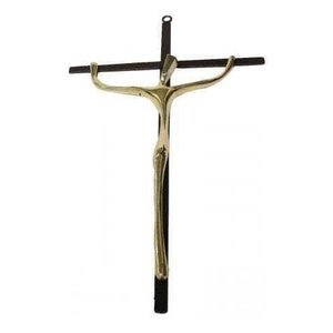 Crucifixo Estilizado Em Bronze E Ferro 43 Cm Para Uso Em Parede Fé Jesus Cristo Sala