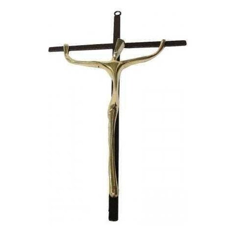 Crucifixo Estilizado Em Bronze E Ferro 43 Cm Para Uso Em Parede Fé Jesus Cristo Sala
