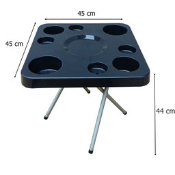 Mesa Praia Dobrável Petisqueira e Suporte Guarda Sol Chão Cor:preto - 5