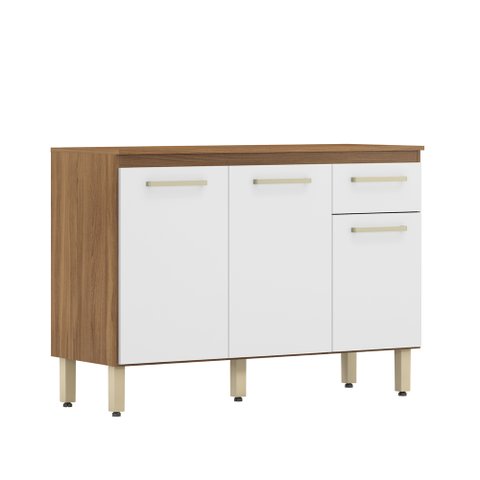 Balcão de Cozinha 3 portas 1 gaveta Dama Demóbile Amêndola/Branco