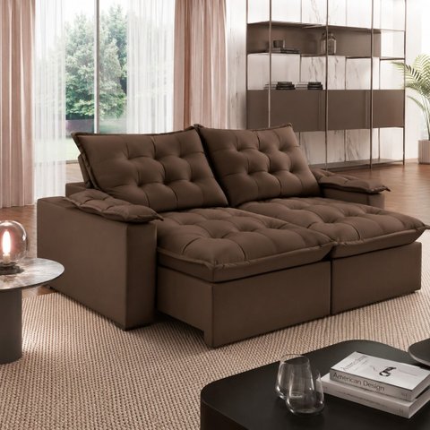 Sofá Liberty Retrátil e Reclinável 240m - Marrom