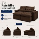 Ver imagem 3 de Sofá Liberty Retrátil e Reclinável 240m - Marrom