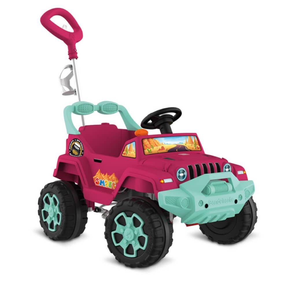 Carrinho de Passeio e Pedal Smart Banjipe Bandeirantes com Buzina - Rosa