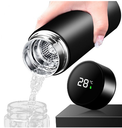 Ver imagem 1 de Garrafa Térmica Portátil 500ml Termômetro Aço Inox Tampa Touch Led Cor: Preto