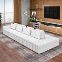 Ver imagem 1 de Sofá Ilha com Encosto e Almofadas Móveis Olimpo 505cm Modulado Bouclê Branco G45 - Gran Belo