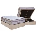 Ver imagem 1 de Cama Box Baú Queen: Colchão Molas Ensacadas Paropas Evidence + Base Crc Suede Clean (158x198)