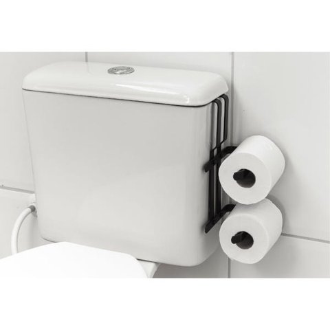 Suporte Porta Papel Higiênico Duplo para Caixa Acoplada Preto