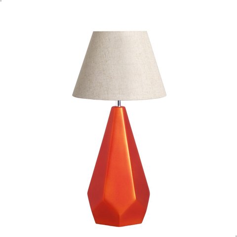 Abajur para Decoração de Sala Laranja Gauss Amsterdã com Cúpula de Tecido