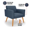 Ver imagem 6 de Poltrona Viena Gomada Suede Pés Palito Castanho - D’Rossi Azul Marinho