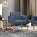 Ver imagem 2 de Poltrona Viena Gomada Suede Pés Palito Castanho - D’Rossi Azul Marinho