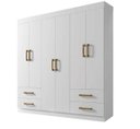 Ver imagem 2 de Guarda Roupa Solteiro 6 Portas 4 Gavetas com Pés 177cm Recife Gold Branco - Leifer