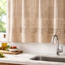Ver imagem 3 de Cortina Cozinha Rosas 2,00 x 1,50m Renda Marrom