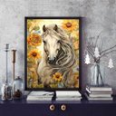 Ver imagem 1 de Quadro Cavalo com Girassóis 33x24cm:moldura Preta