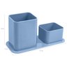 Kit 2 Organizadores de Mesa Escritório Porta Canetas Objetos Clips Azul Claro Dellocolor - 5