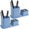 Kit 2 Organizadores de Mesa Escritório Porta Canetas Objetos Clips Azul Claro Dellocolor - 1