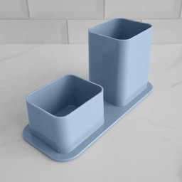 Kit 2 Organizadores de Mesa Escritório Porta Canetas Objetos Clips Azul Claro Dellocolor - 3