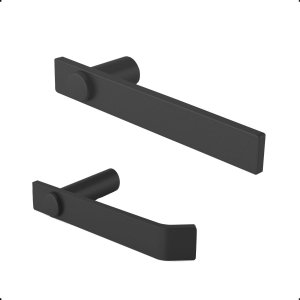 Kit de Acessórios para Banheiro Completo Suporte Barra Grego Metal Preto Fosco Modelo Patmos