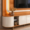 Ver imagem 6 de Home para TV Ate 75' 100% MDF com LED Atlanta Jequitibá/Off White Lukaliam
